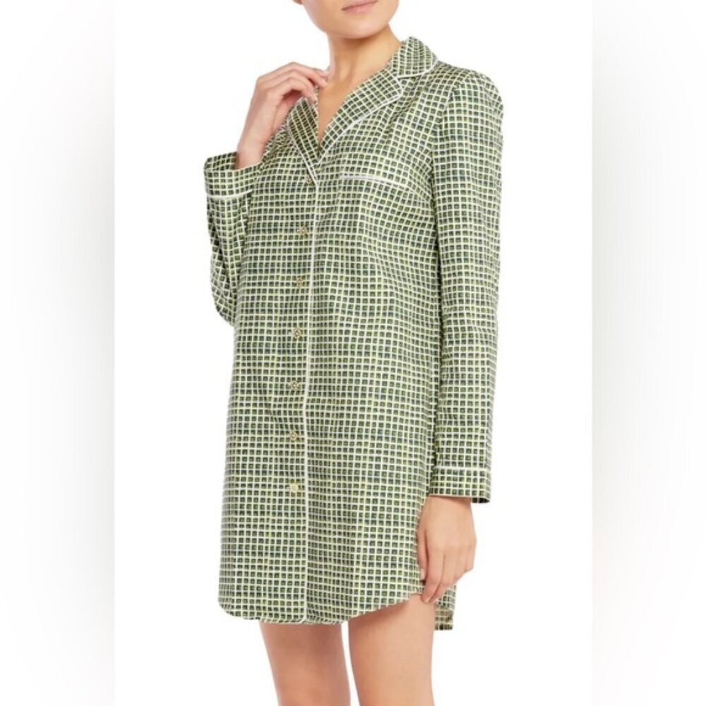 TORY BURCH Mireille Printed Stretch-cotton Pajama‎ Button Shirt Dress Size XS/TP